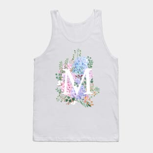 botanical monogram alphabet M hydrangea flowers Tank Top